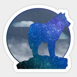 Wolf at night Sticker